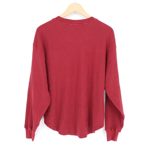 American Giant Thermal T-Shirt Womens L Maroon Long Sleeve Crew Neck Round Hem - Picture 6 of 7